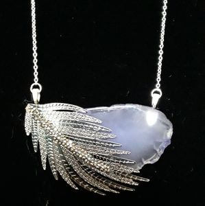 Handmade Agate Feather Necklace